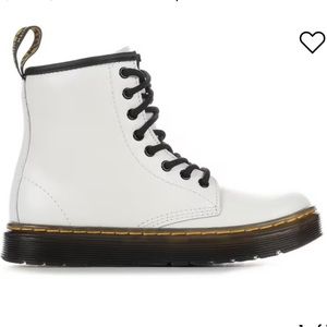 Dr Martens Zavala jr white patent leather combat boots